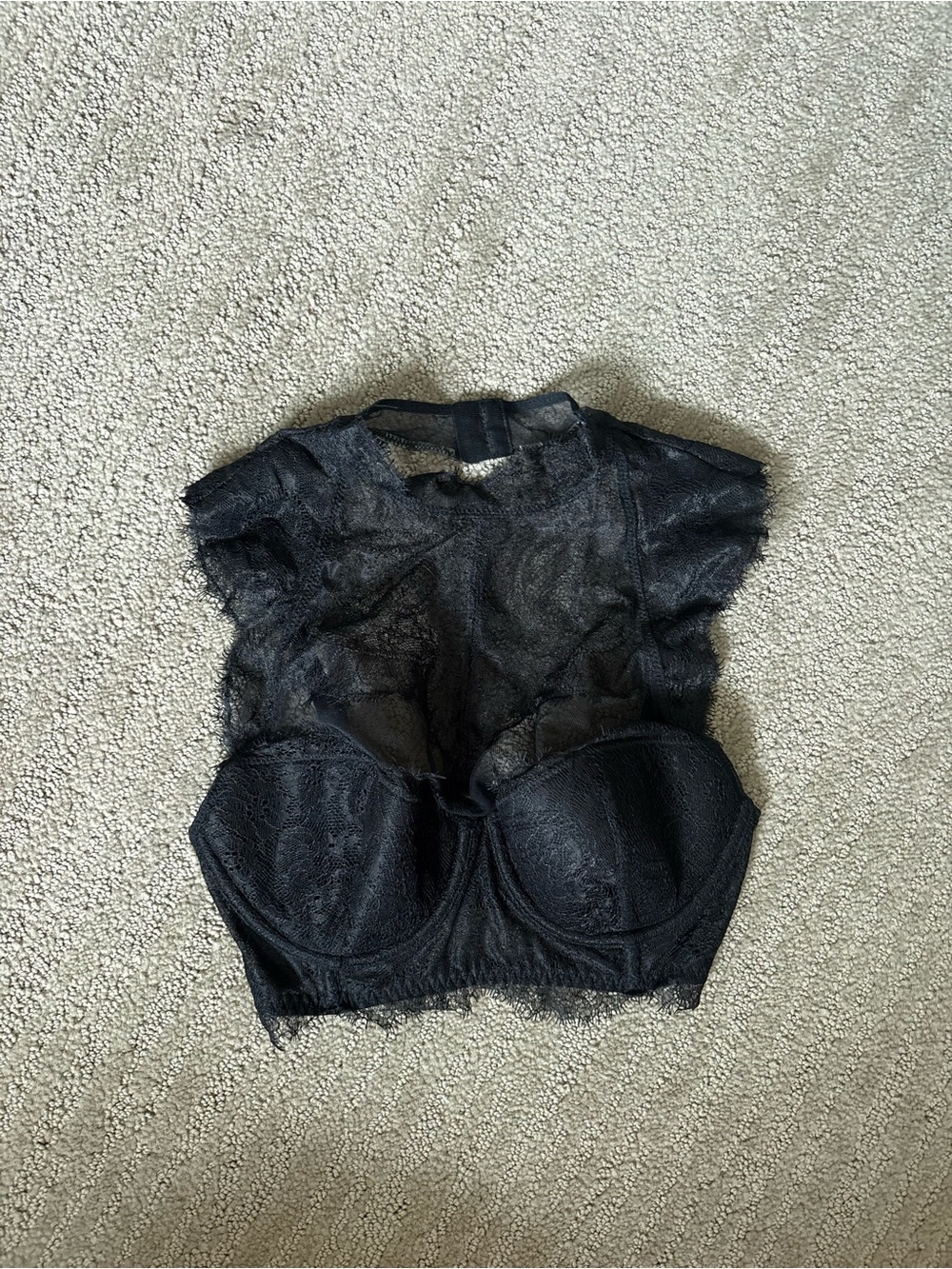 Victoria's Secret Black Lace Bustier-Style Bra